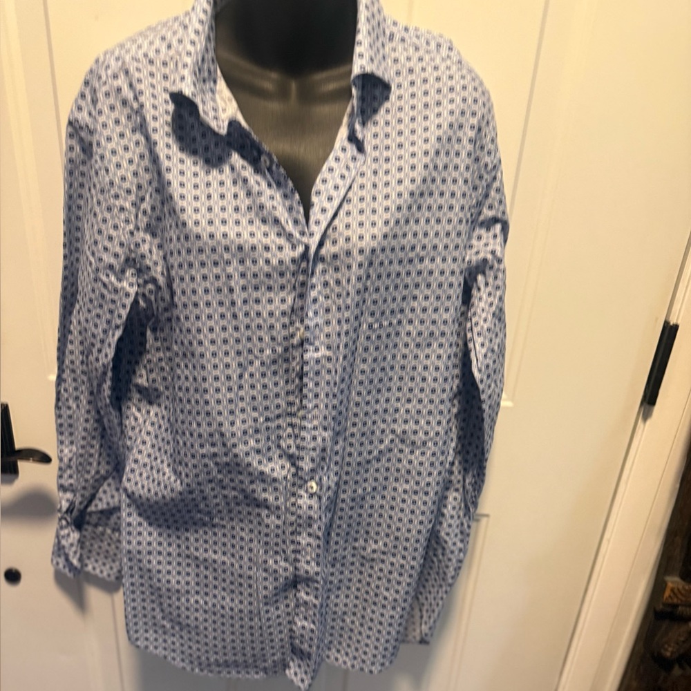 Classic Blue Patterned Men's Dress Shirt